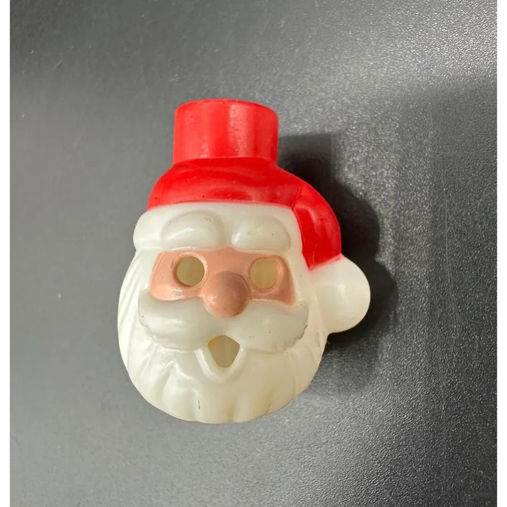 Vintage Christmas Light Covers Santa Claus Snowman Plastic Kitschy Decorations